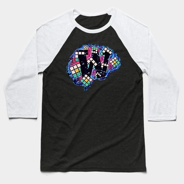 Wordle Brain Baseball T-Shirt by Kitta’s Shop